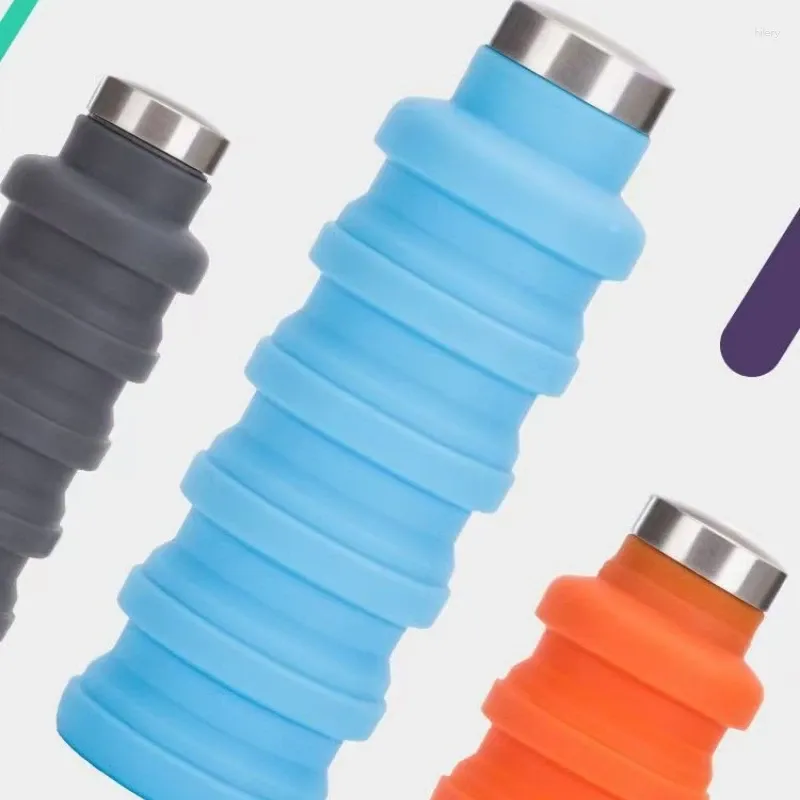 Water Bottle, 1-Piece Silicone Folding Sports Bottle, Portable Outdoor ...