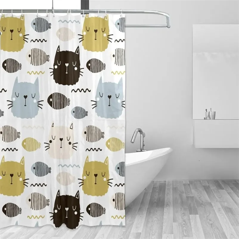 250113bj Cute Animals Shower Curtain Waterproof Polyester Bath Curtain ...