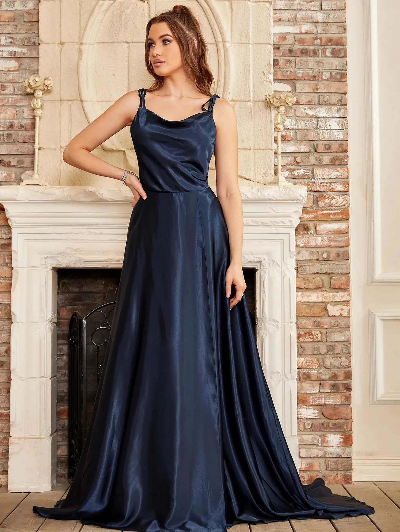 long sleeve elegant wedding guest dresses Elegant Plus Size Long Sleeve Chiffon Dress for Wedding Guest main image 0