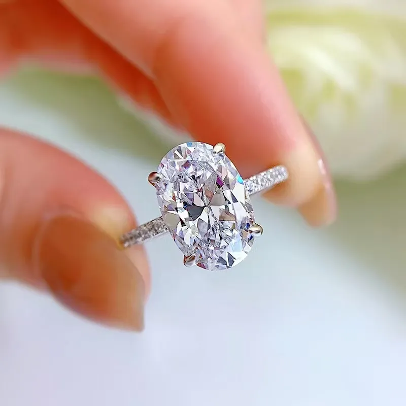 Oval Promise Rings For Girlfriends Oval Cut Moissanite Ring: 925