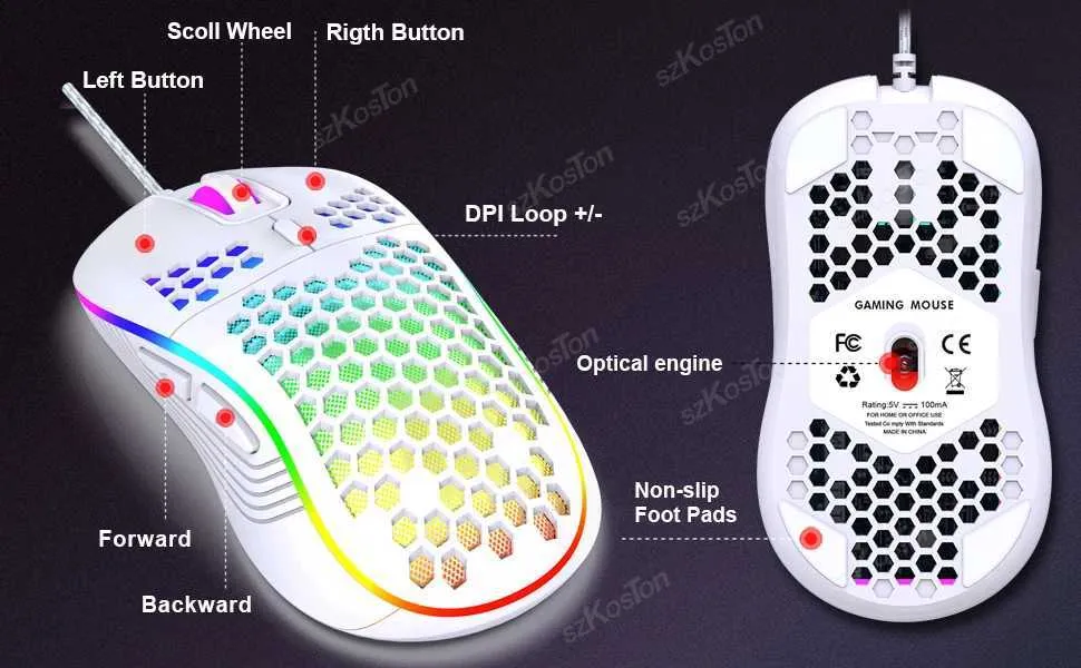 Both Hands Honeycomb Wired Gaming Mouse 7200 DPI... From Flies_like ...