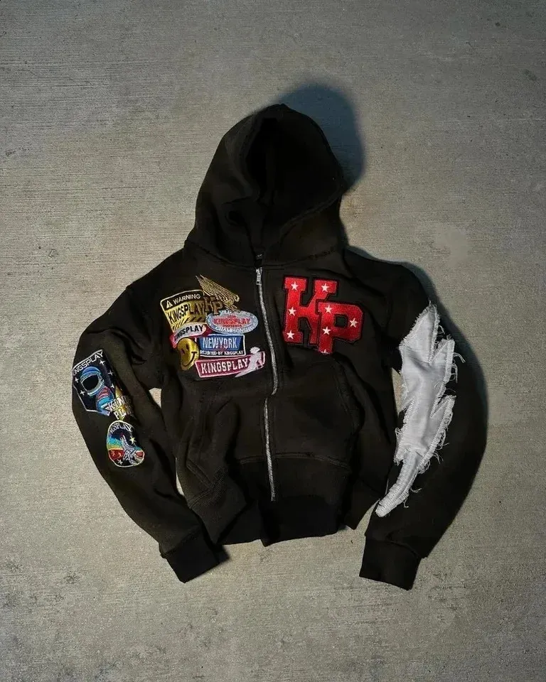Y2K Retro Punk Zipper Vintage Zip Up Hoodie For Men Trendy Y2K Retro Punk Zipper Vintage Zip Up Hoodie For Men Trendy