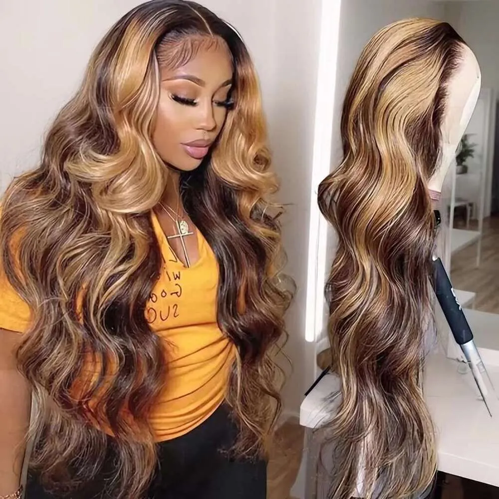 Highlight Ombre Body Wave Front Wig Human Hair 13X4 13X6 4  display picture 2