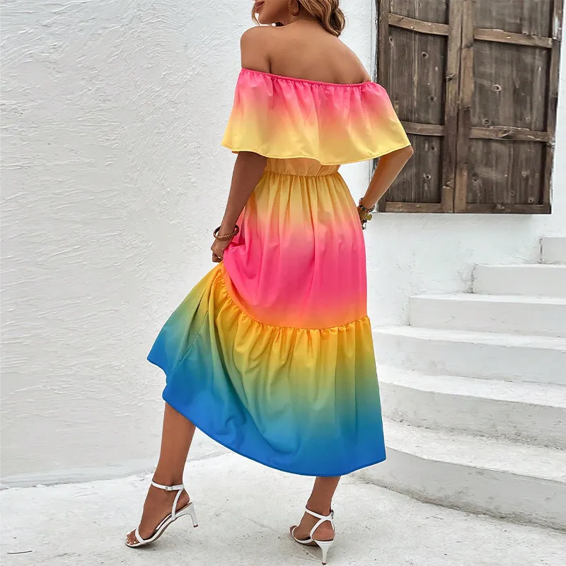 open lace back dress Nylah Pleated Rainbow A-Line Dress main image 1