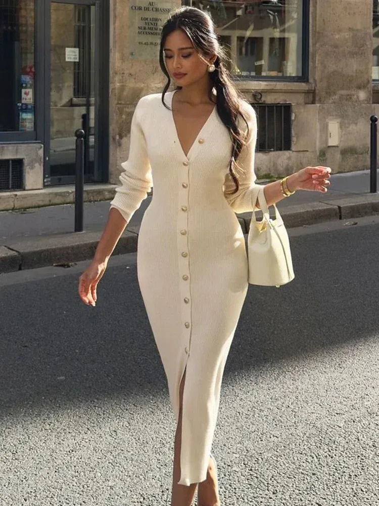 Trendix Long Sleeve Knit Sweater Dress Women V Neck Short Sleeve Cable Knit  Floor-Length Maxi Dress from Dhgate Basic & Casual Dresses - price 56.74