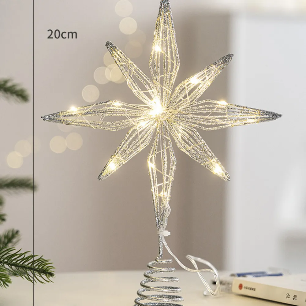 Glittering Gold Star Tree Topper - Lighted Christmas Decoration with ...