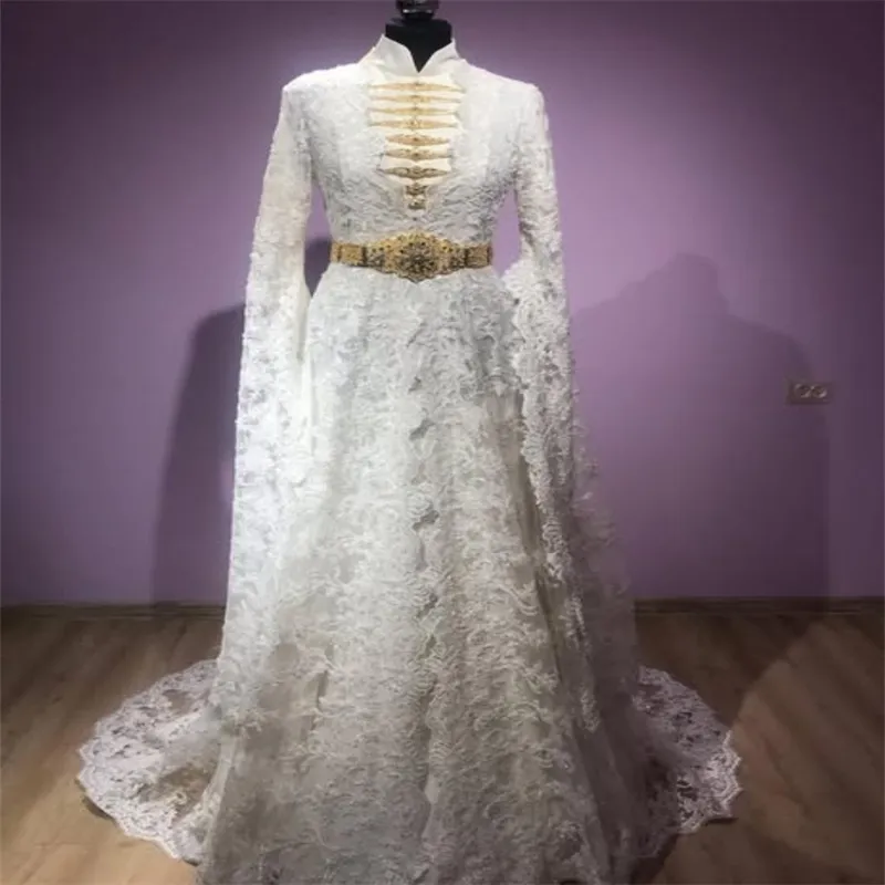 Moroccan Turkish Muslimah Wedding Dress Lace Beaded Floor-Length Bridal Dress with High Collar and Long Sleeves from Dhgate A-Line Wedding Dresses - price 167.64 Moroccan Turkish Muslimah Wedding Dress Lace Beaded Floor-Length Bridal Dress with High Collar and Long Sleeves from Dhgate A-Line Wedding Dresses - price 167.64