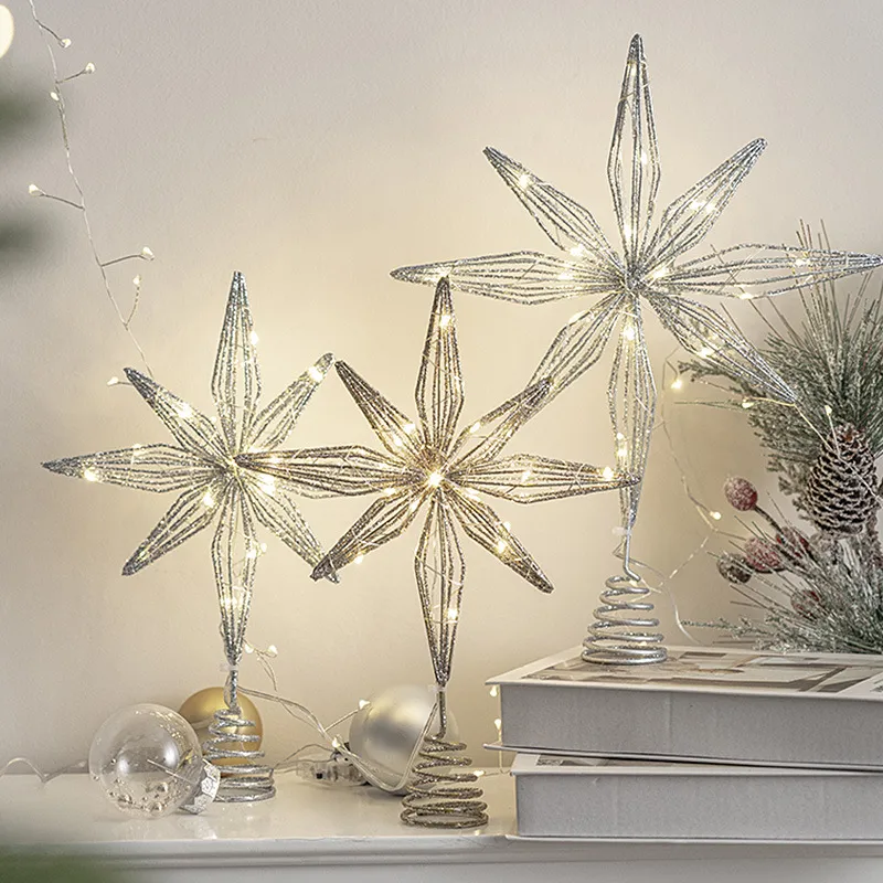 Glittering Gold Star Tree Topper - Lighted Christmas Decoration with ...