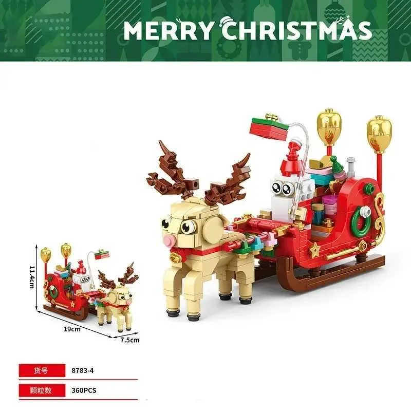 Christmas Building Blocks Set Gingerbread House, Elk Train