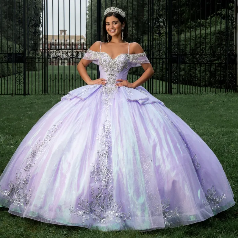 Vestido De Quinceanera De Lavanda, Vestido De Pelota Fuera Del