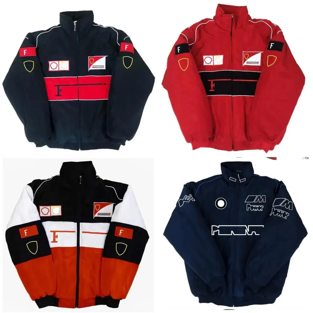 Vintage Racing Jacket Classic Car Fan Apparel, Formula Style,  Embroidered Logos, Warm Cotton Motorcycle Rider Coat, Windproof Winter  Outerwear