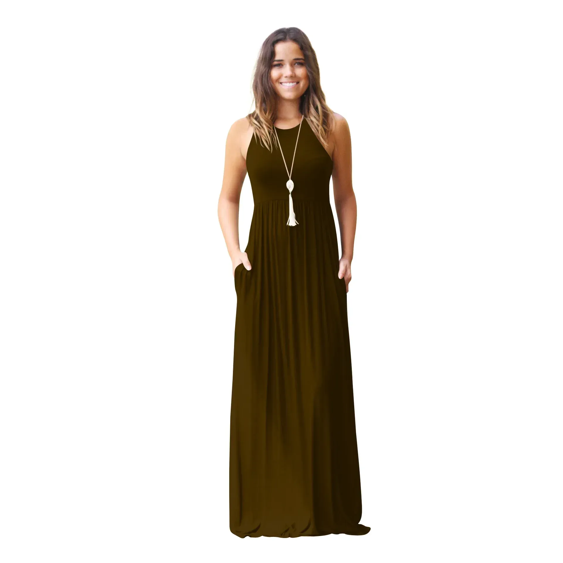 free empire waist dress pattern Brown Snake Effect Empire Waist Maxi Dress – Maison-B-More Global Store main image 1