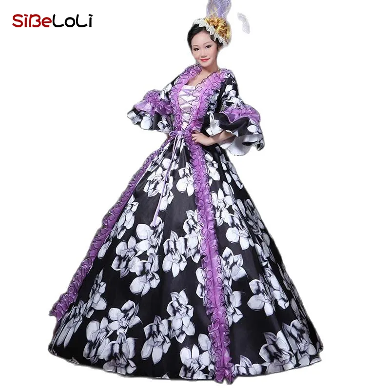 purple colonial dress Vintage Princess Colonial Period Maxi Dress Normal Juliet Sleeve Cinderella Bridal Princess V Neck Fancy Dress All Royal Halloween Carnival Masquerade Party Wedding Halloween Adults 2026
