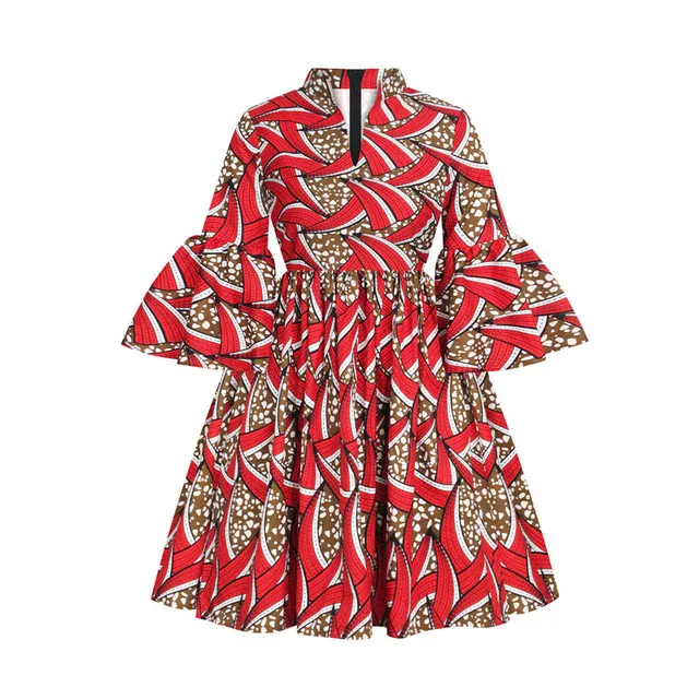 chinese dress ladies African Ankara Print Maxi Dresses XL-3XL / Green main image 1
