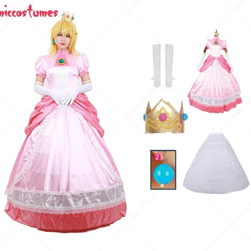 open lace back dress Deluxe Princess Peach Costume main image 0