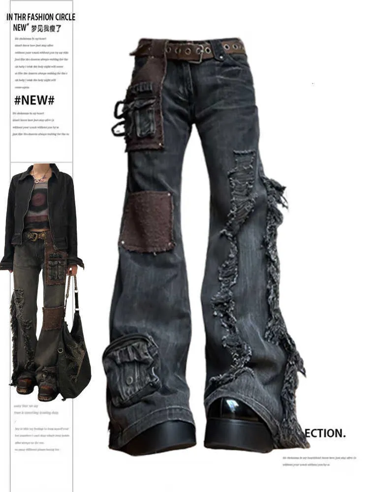 Womens Y2K Grunge Flare Cargo Jeans, Low Rise Gyaru Fit | DHgate