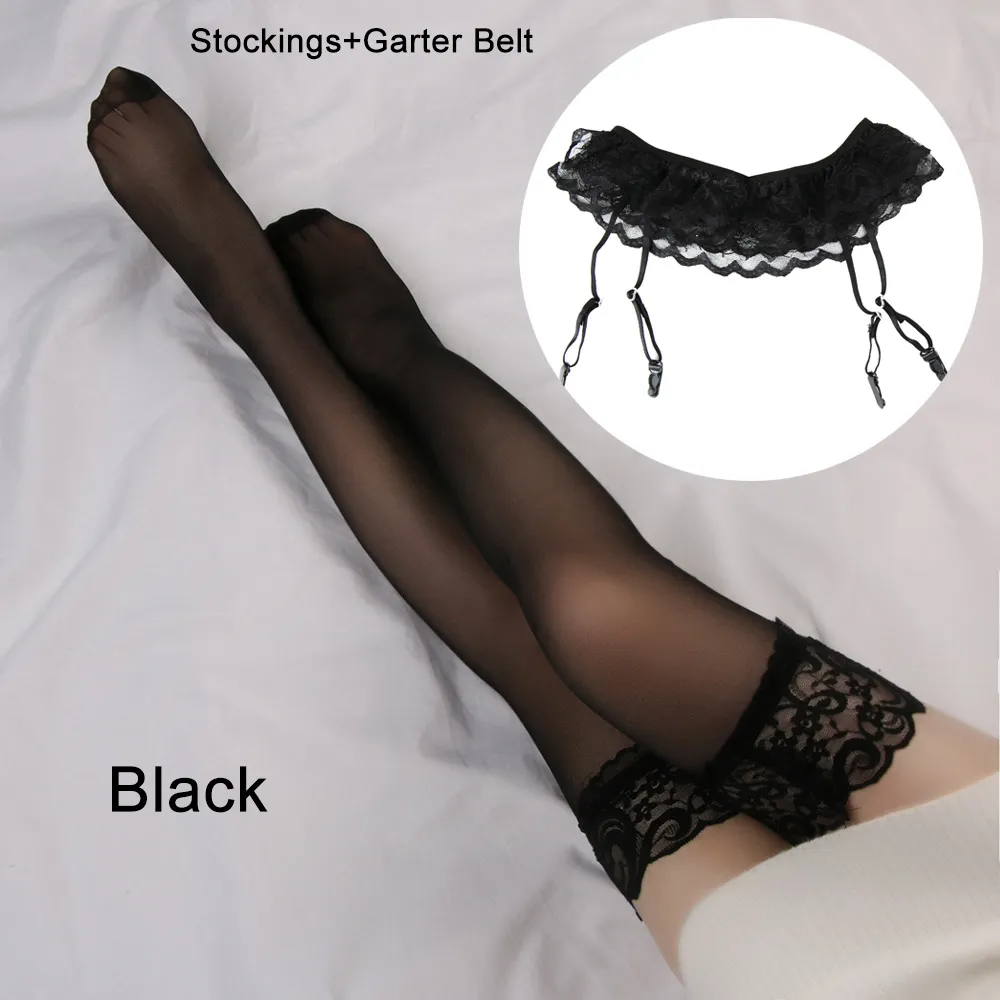 Thigh-High Lace Stockings with Suspender Garter Belt for Women, One Size  S-M, Black White Red Pink from Dhgate Socks & Hosiery