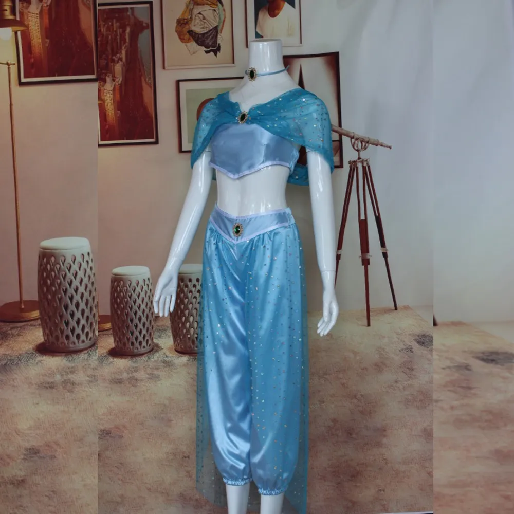 open lace back dress Adult Princess Jasmine Costume for Women Girls Jasmine Outfit – CoserZ main image 1