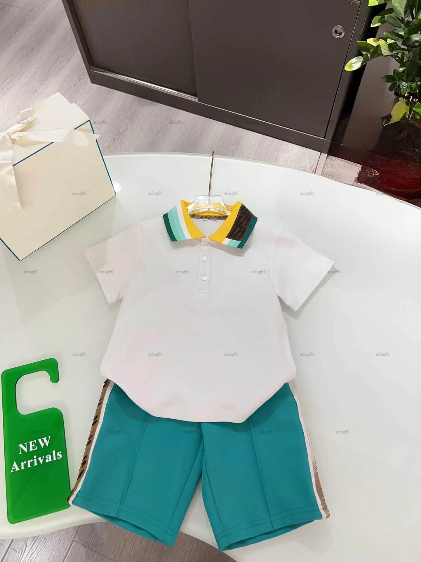 Baby T Shirt Set   Multicolor Patchwork Collar  ... 