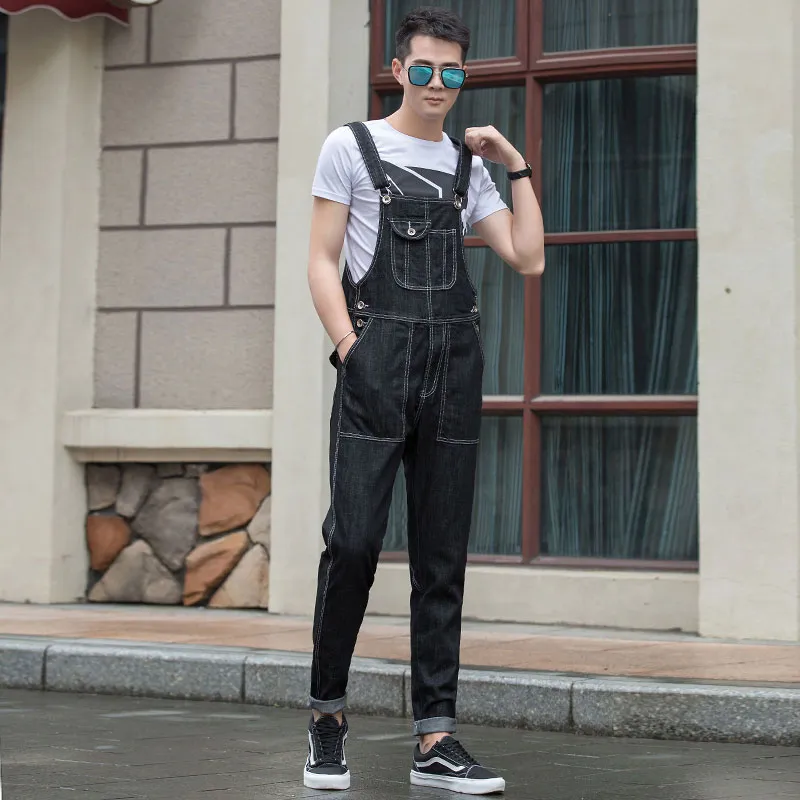 Slim Fit Mens Black Skinny Overalls Men Overalls Skinny Denim