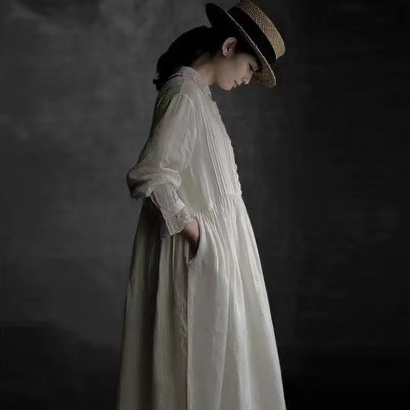 chinese dress ladies Linen wrapped japan style dress CORA