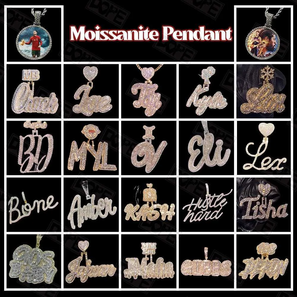 Pendentif Stock Bling en argent 925 plaqué or rose, style hip-hop, avec testeur de diamants et moissanite._voghion.com