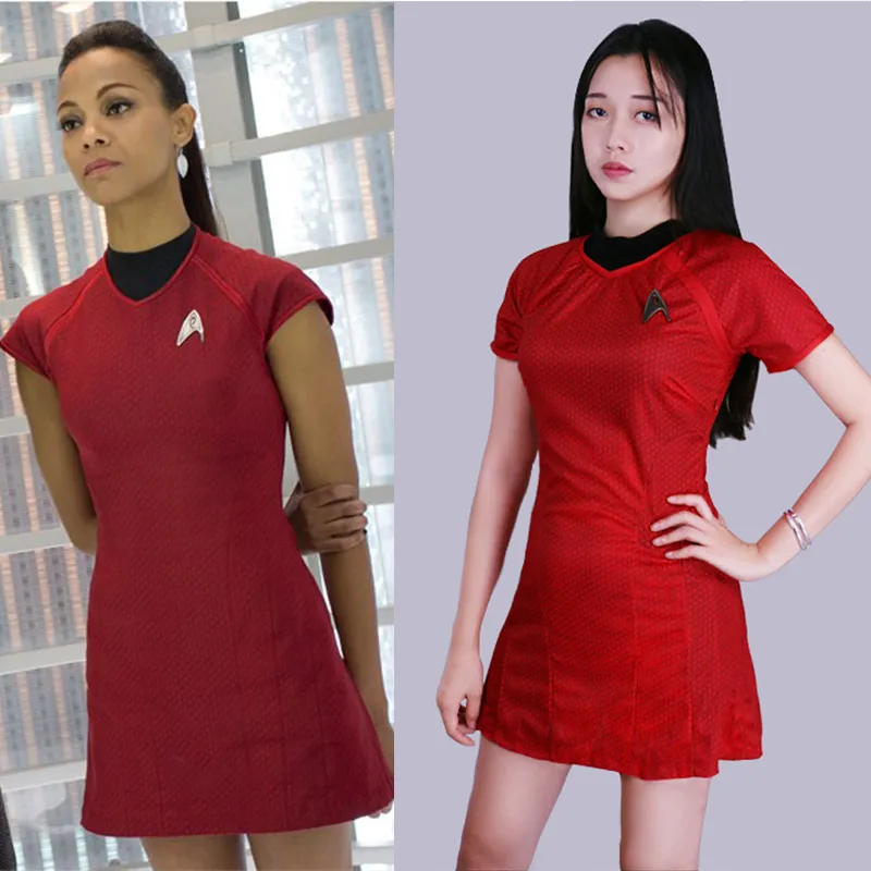 fitted lace wedding dress Star Trek Women Duty Uniform Red Dress Outfits Cosplay Costume Adult F –  Coshduk main image 1