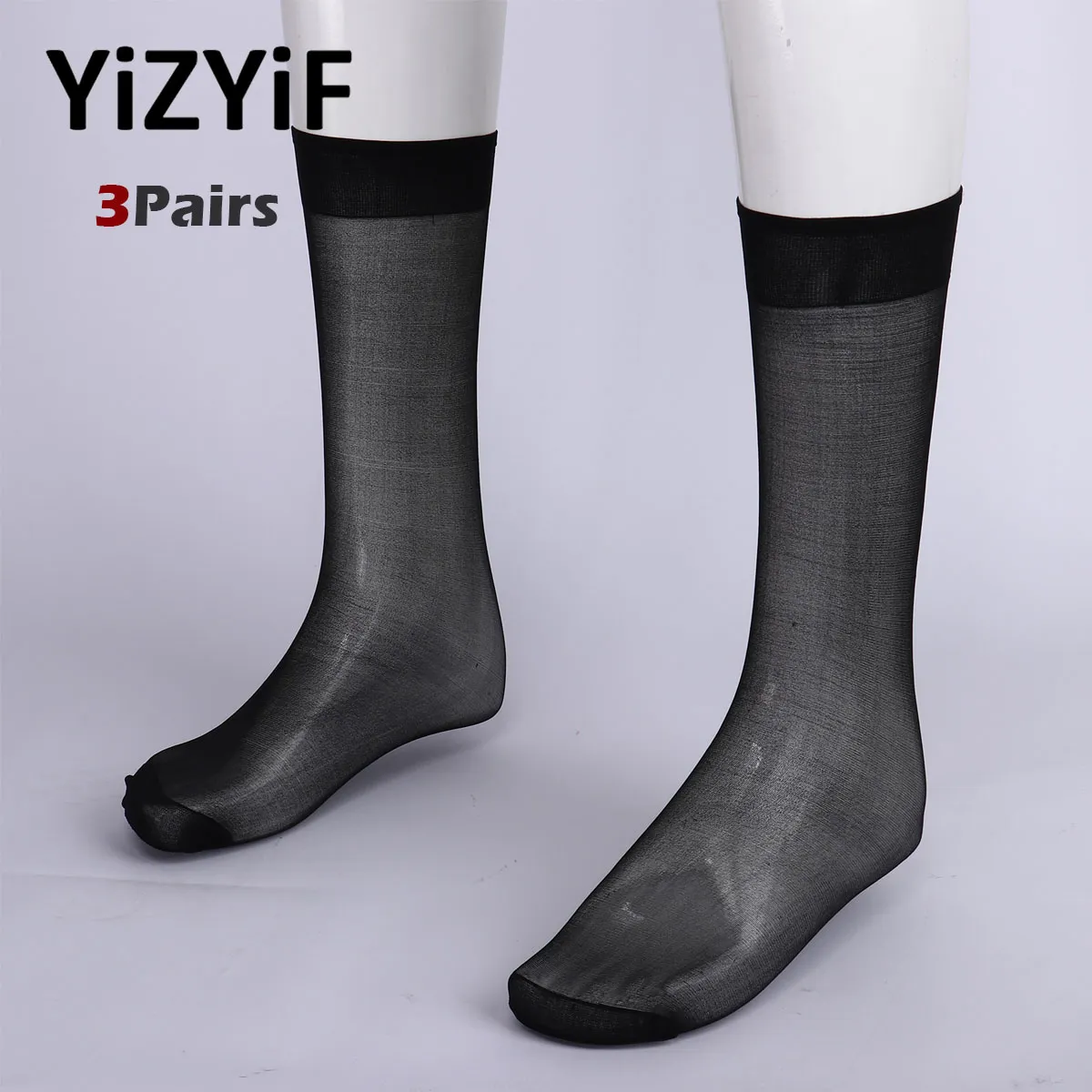 Ultra-Thin Silk sheer see through Business Dress Socks for Men - Set of 3, Soft and Mid-Calf Ultra-Thin Silk sheer see through Business Dress Socks for Men - Set of 3, Soft and Mid-Calf