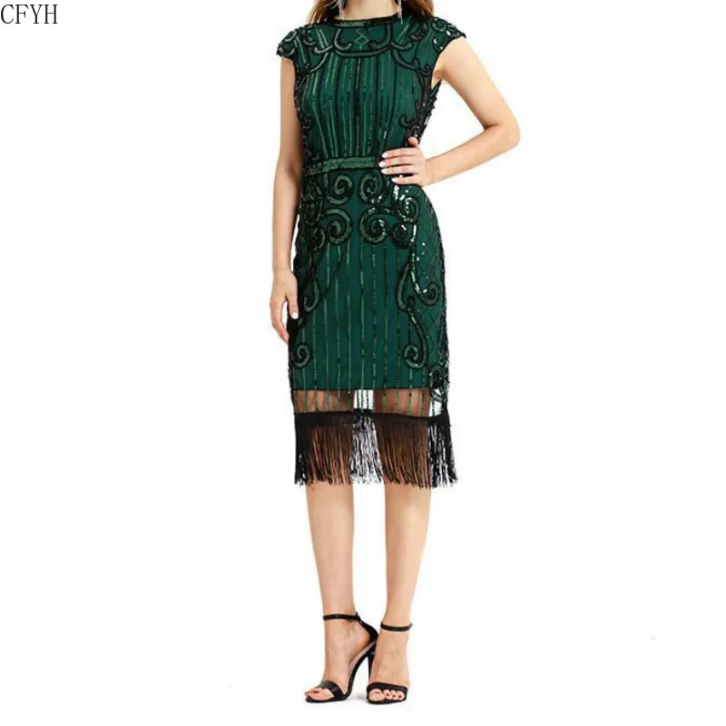 Sequin Maxi Dress, 2024 Gatsby Flapper, O Neck Tassels, Beaded Bodycon, Long  Party Dress, Plus Size XXXL From Dh2958055, $25.28 In Bulk | DHgate.Com