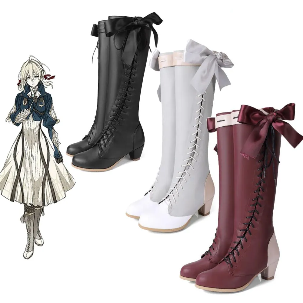 Anime Cosplay Boots, Bow Decor, PU Leather Loli Style Shoes For ...