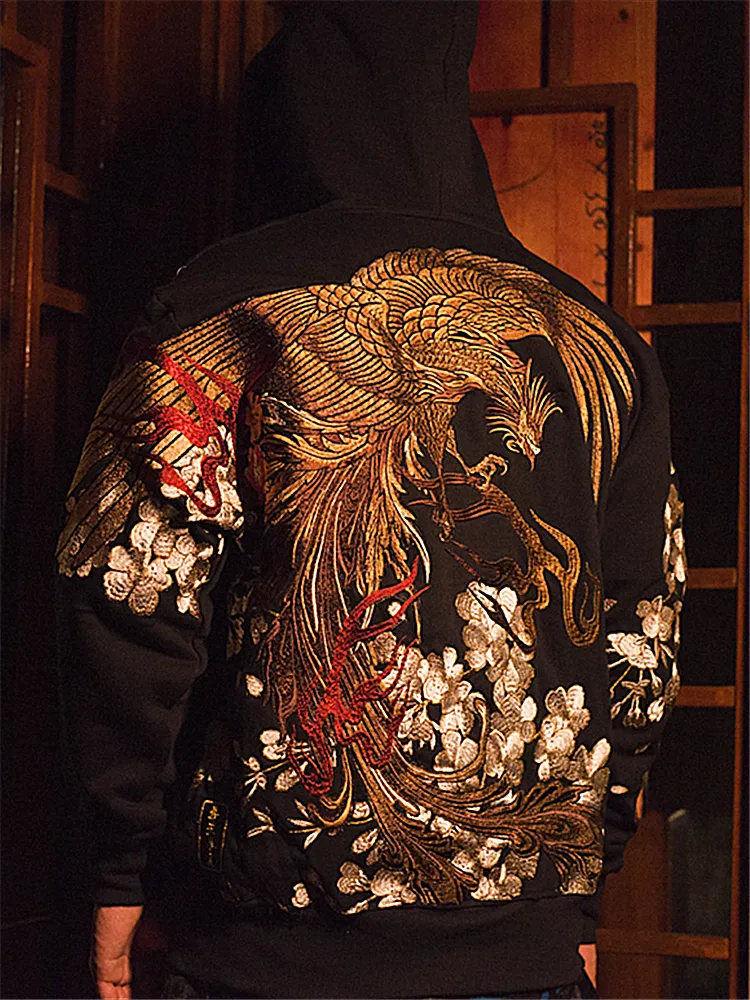 Yokosuka Phoenix Sakura Embroidered Baseball Jacket  From