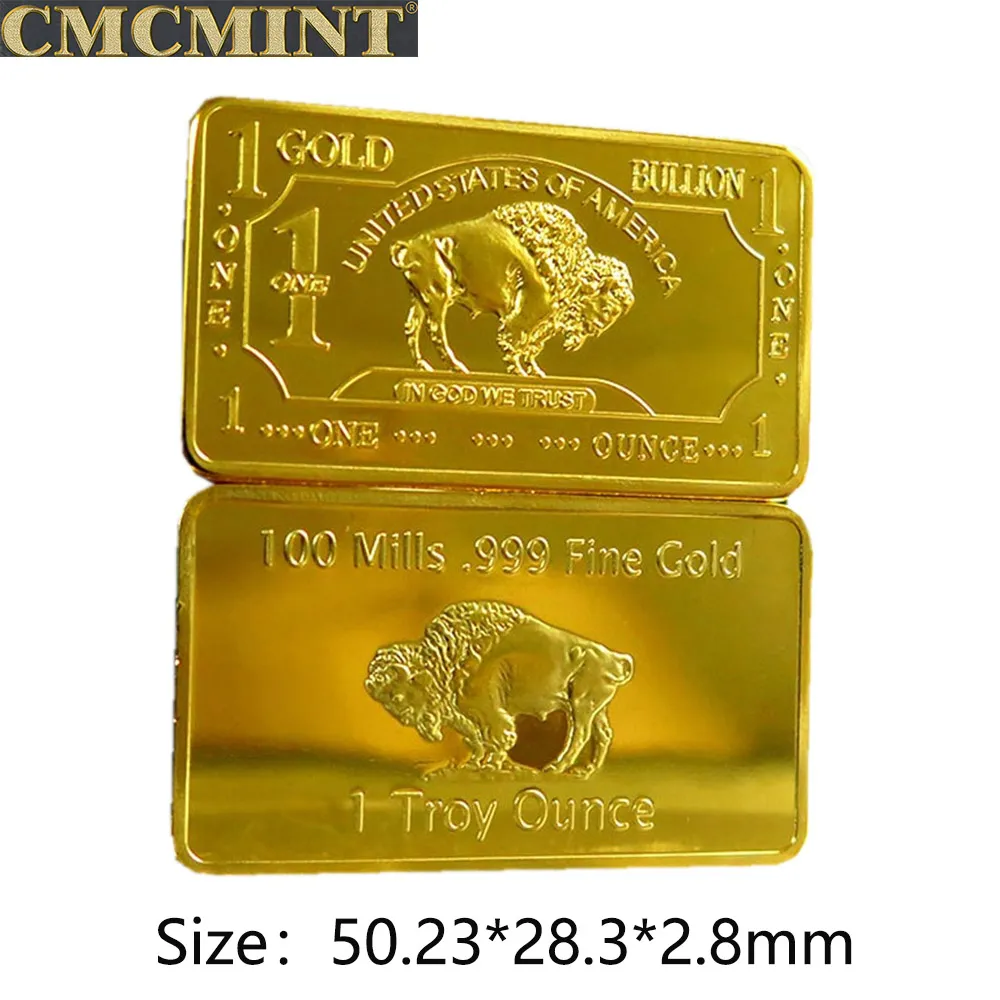 ✓ DHgate Niobium Challenge Coin 1 Troy 온스 999 Fine Titanium Gold 도금 황동 버팔로  바 컬렉션 | 다양한 장식용 오브젝트 & 피규어