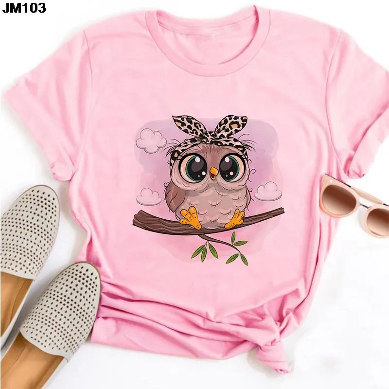 T-shirt Unisexe à Imprimé 3D Hibou - Col Rond Manches Courtes - Taille Unique