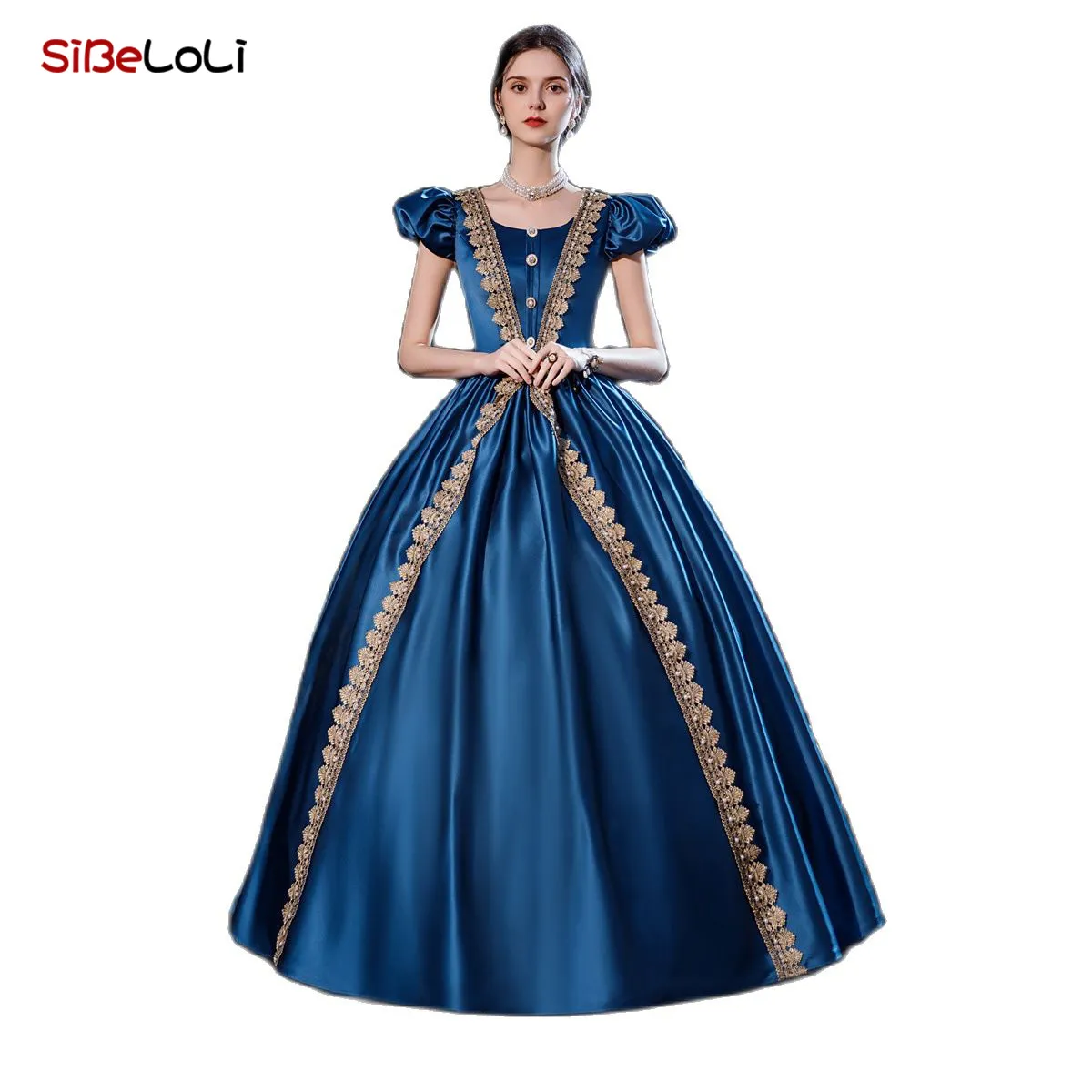 Blue Marie Antoinette Ball Gown - Historical Colonial Dress for Theater Costumes Blue Marie Antoinette Ball Gown - Historical Colonial Dress for Theater Costumes