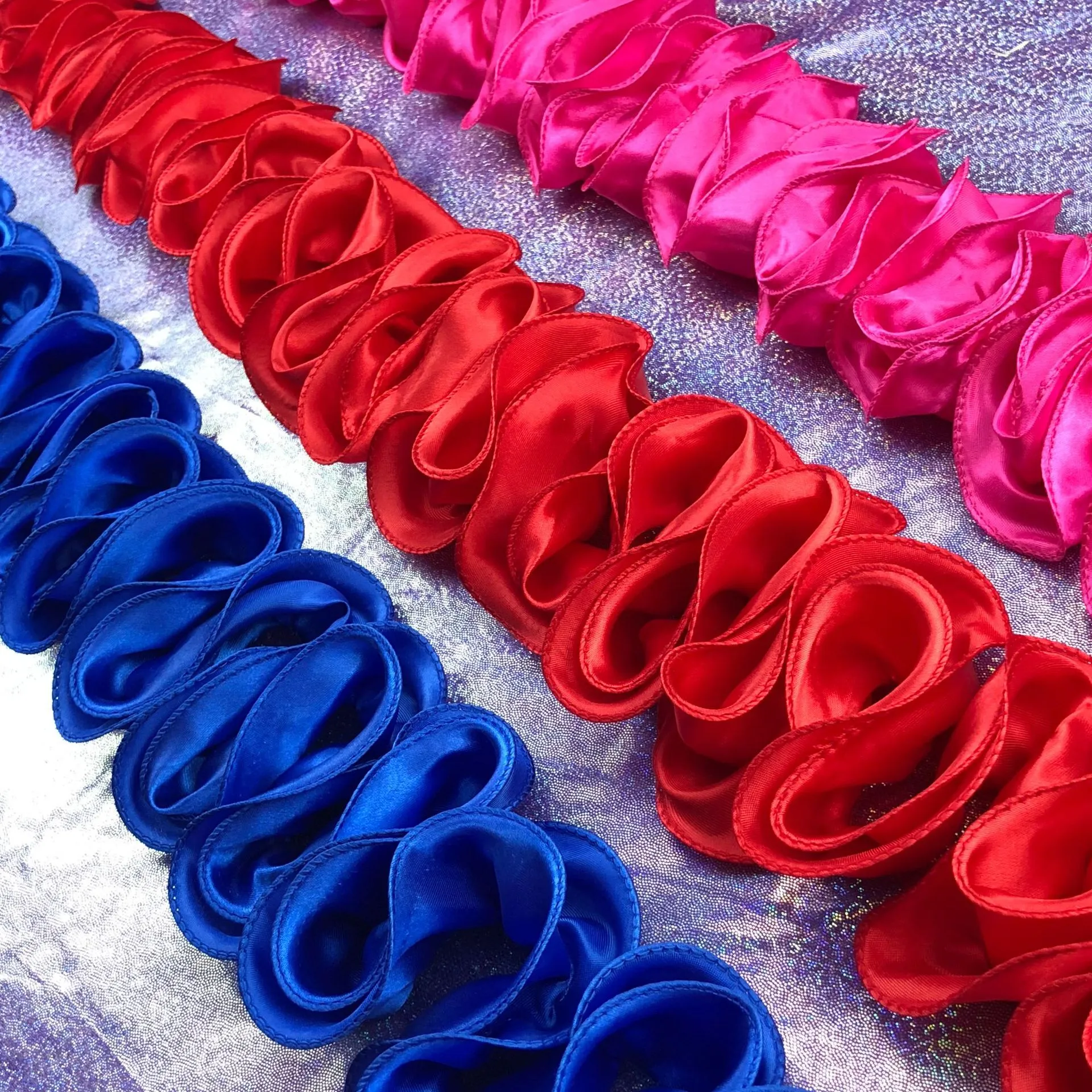 2Yards Red White Royal Blue Chiffon Pleated Lace Trim... From Dh2958055,  $17.25 | DHgate.Com