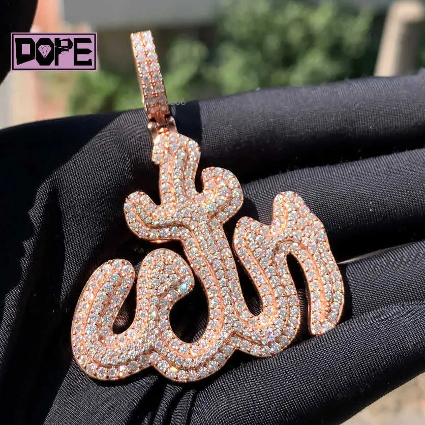 Pendentif Stock Bling en argent 925 plaqué or rose, style hip-hop, avec testeur de diamants et moissanite._voghion.com