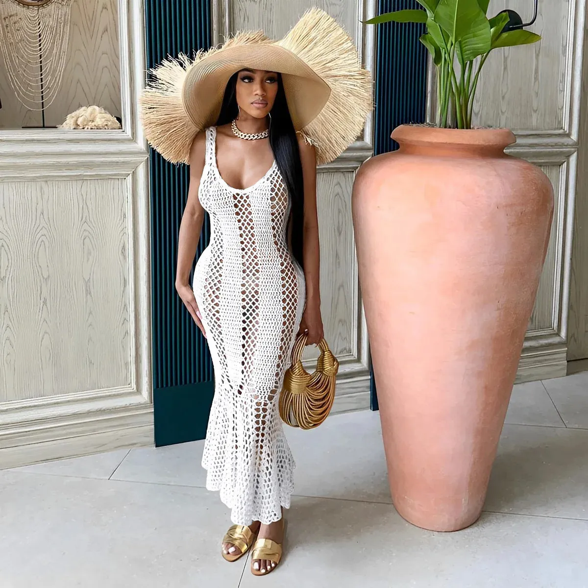 chinese dress ladies Crochet Mermaid Dress  WISI-Oi