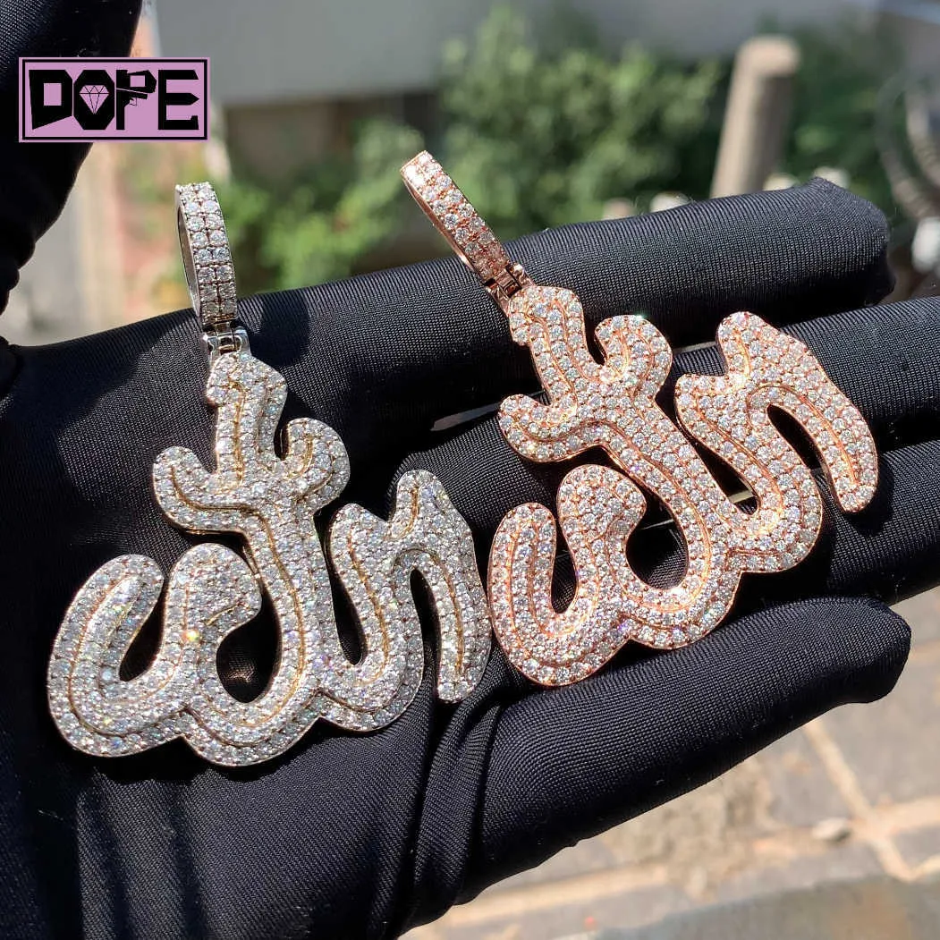 Pendentif Stock Bling en argent 925 plaqué or rose, style hip-hop, avec testeur de diamants et moissanite._voghion.com