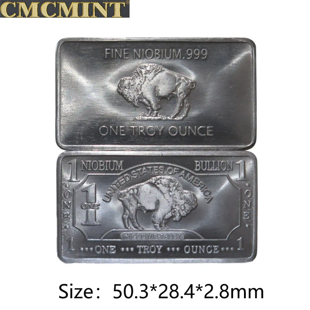 ✓ DHgate Niobium Challenge Coin 1 Troy 온스 999 Fine Titanium Gold 도금 황동 버팔로  바 컬렉션 | 다양한 장식용 오브젝트 & 피규어