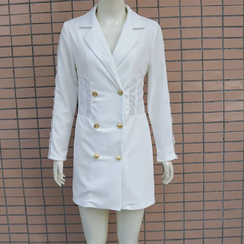 Robe Blazer Femme élégante Bicolore – Avec Revers à Paillettes, Boutons – Pour Bureau, Soirée, Slim Fit - 11