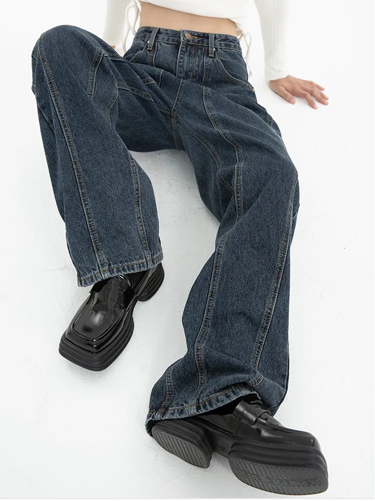 Mina Buy Womens Casual High Waist Jeans Dark Blue From