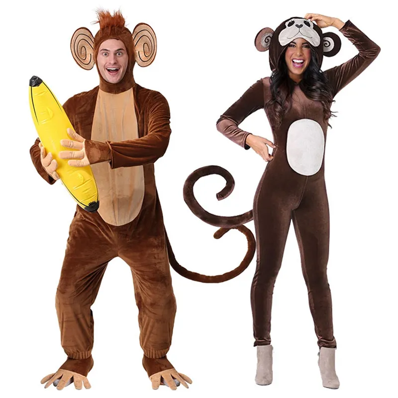 Save Big on Bulk Animal Onesie Costume For Adults New Brown Monkey Onesie  Pajamas Animal Winter Onesie Adults Halloween Banana Cosplay Costume Party 