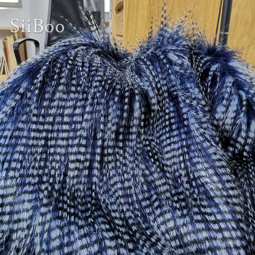 Premium Navy Blue Faux Fur Fabric 6cm Pile for Photography