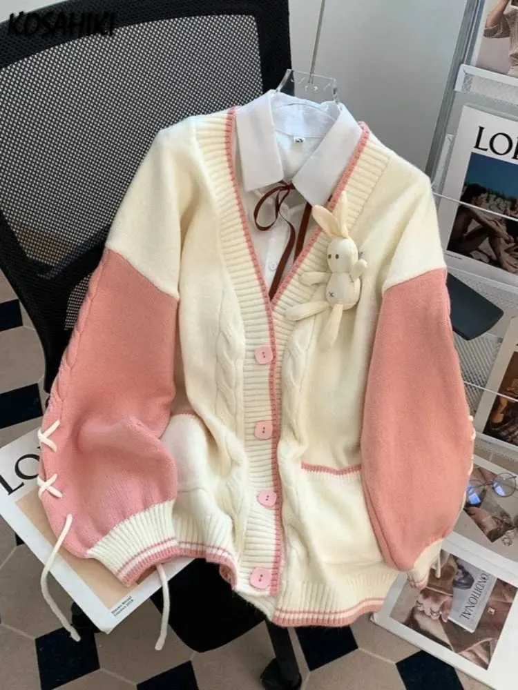 Harajuku Kawaii Pink Cardigan Hello Kitty Sweater Kawaii Flower