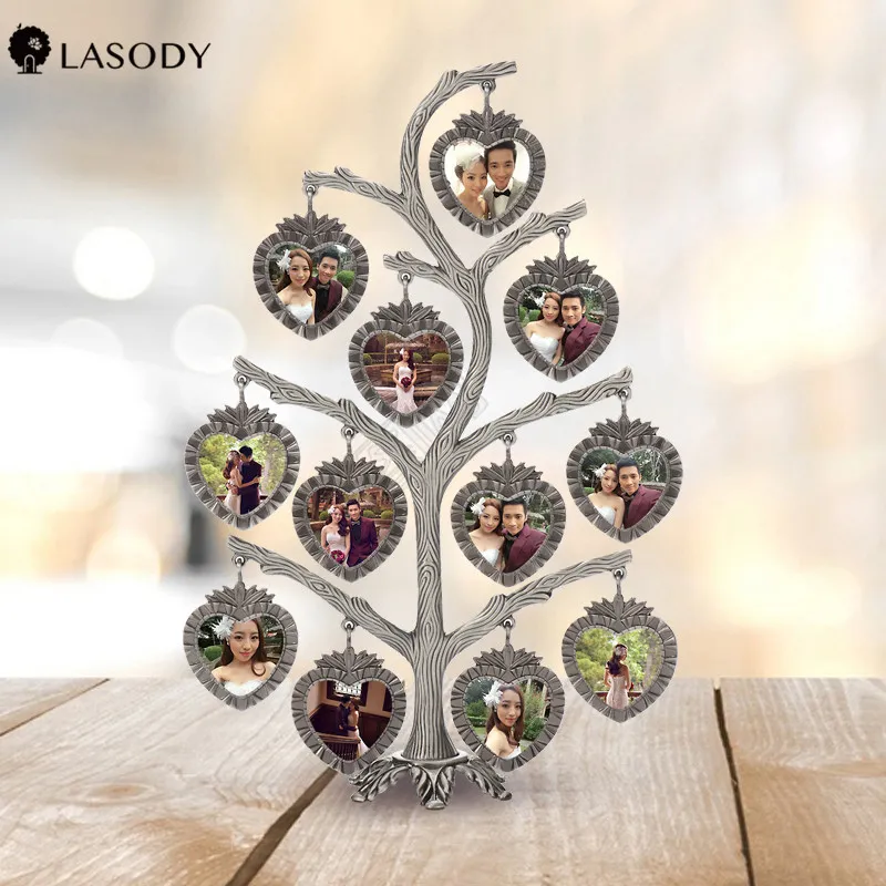 Family Tree Photo Frame With 12 Picture Slots Retro Tin Zinc Alloy ...