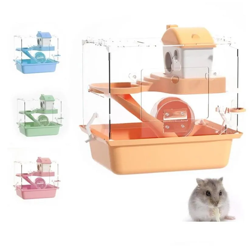 Visual Reference: Guinea Pig Cages Habitats Mini Transparent Hamster Cage Strong Buckle