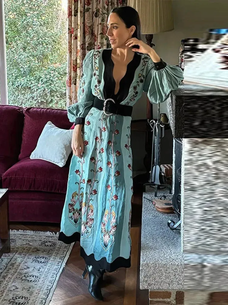 Save Big on Bulk Lantern Long Sleeve Dress Lantern Sleeve Dress: Elegant  Floral Patchwork Maxi Dress With Long Sleeves, Flowing Chiffon Fabric,