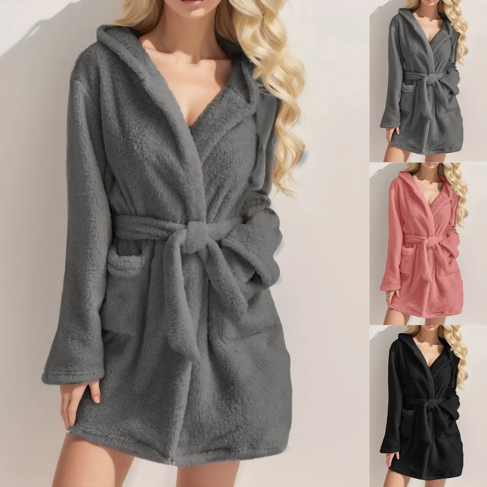 warm cotton dressing gown Men's Soft Robe Lemon Cotton Fleece