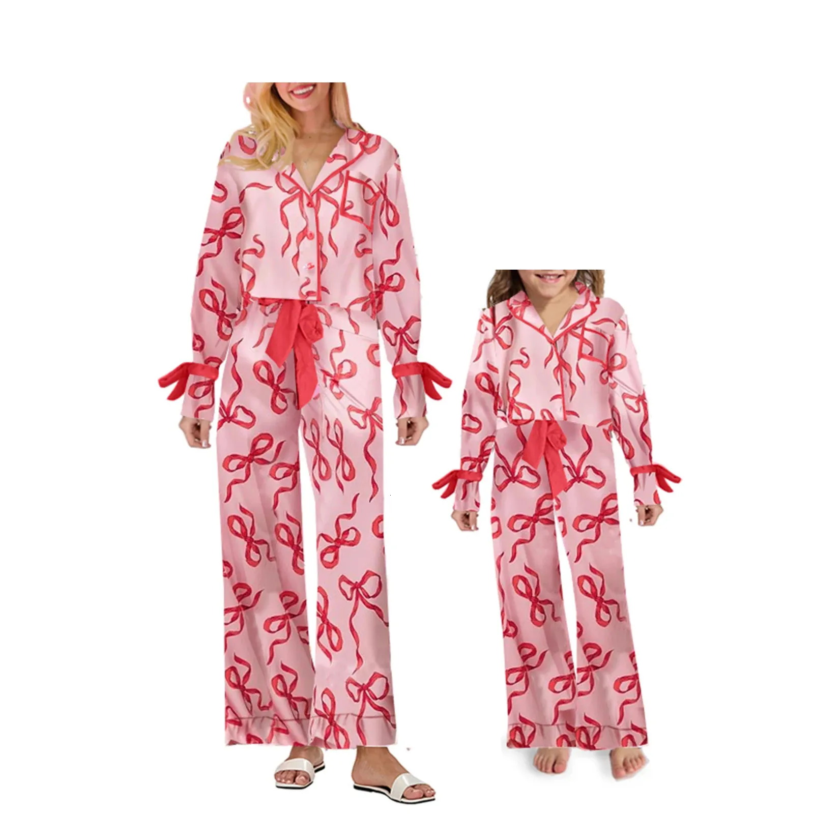 Matching Family Christmas Pajamas: Silk Satin Long Sleeve Pajama