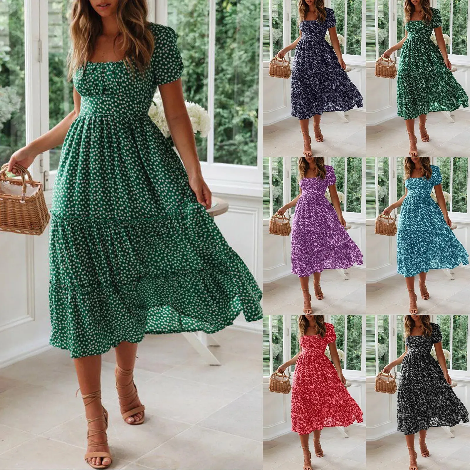 Flower Sleeve Flare midi midi dress with sleeves for Women - Casual and Flowy Summer midi dress with sleeves (Ropa Para Mujer) Flower Sleeve Flare midi midi dress with sleeves for Women - Casual and Flowy Summer midi dress with sleeves (Ropa Para Mujer)